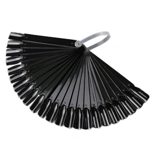 24 stuks waaiervormige nagellakkleurenkaart oefenmonster displaybord met valse tips, alles voor manicure: Zwart
