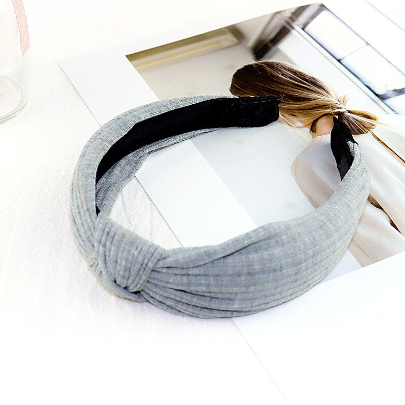 1 Pc Verkoop Boog Knoop Haarband Zachte Katoen Comfortabele Zoete Eenvoudige Meisjes Doek Cross Solid Hoofdband Haar accessoires: 22