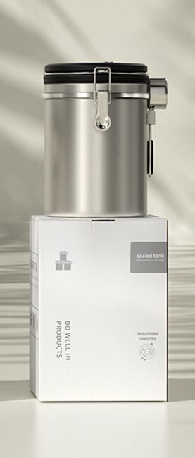 Stainless Steel Jars Airtight Coffee Storage Container Canister Set Canister with Scoop for Coffee Beans Tea Keep Beans Fresh: Silver-1.8L