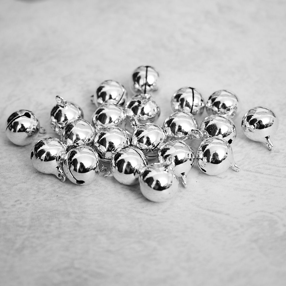 20 Pcs 14Mm Mini Zilver Kerstboom Jingle Bell Ornament Decoratie Diy Armband Enkelbanden Ketting Accessoires Decor