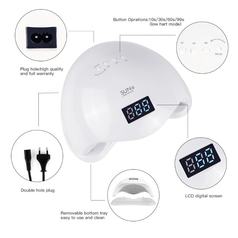 48W Nagel Droger Gel Zon Uv Led Nagels Lamp Voor Nagels Manicure Gel Polish Sneldrogend Auto Sensor Timer ijs Hybrid Lamp