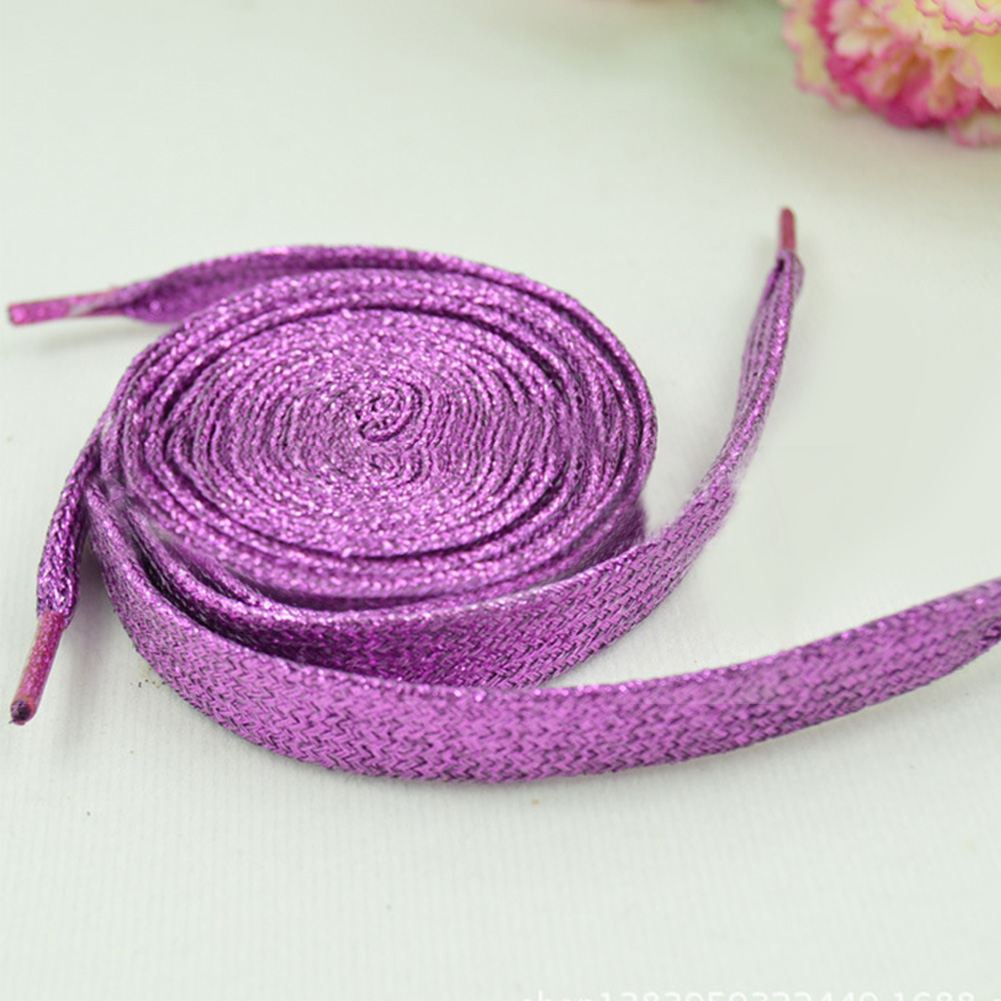 Cordones de hilo dorado y plateado brillante para zapatillas deportivas, cordones planos para correr, cordones de zapato colorido para hombre y mujer, 1 par: light purple