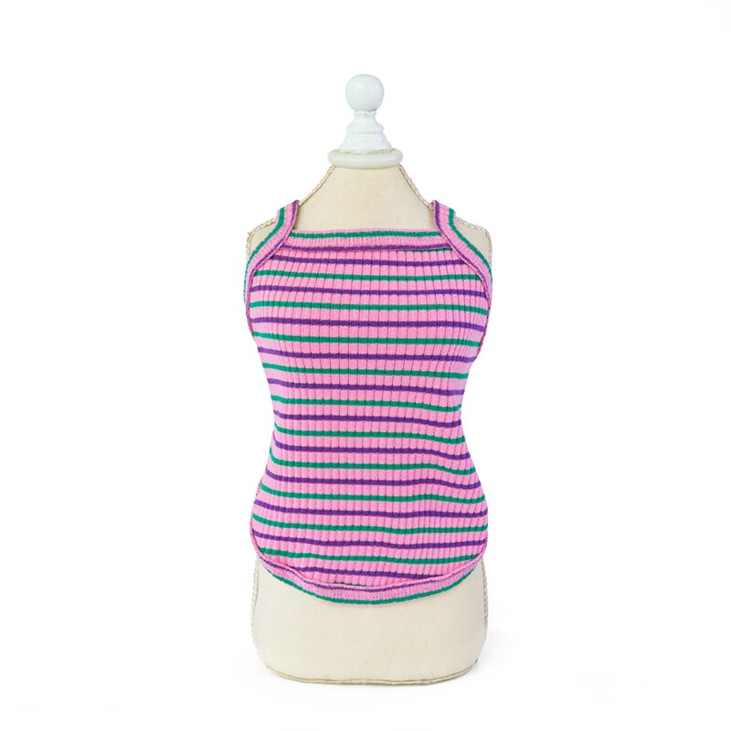 chien vêtements chiot gilet Camisole mignon arc-en-ciel rayé T-shirt été chien vêtements chemise Ropa Perro: Rose / 2XL