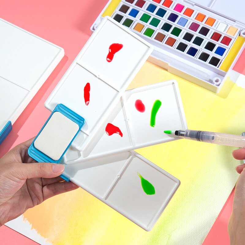Palette en forme d'éventail, palette à trois couches, peinture aquarelle, palette de peinture à la gouache, utilisée pour les fournitures d'art et de peinture