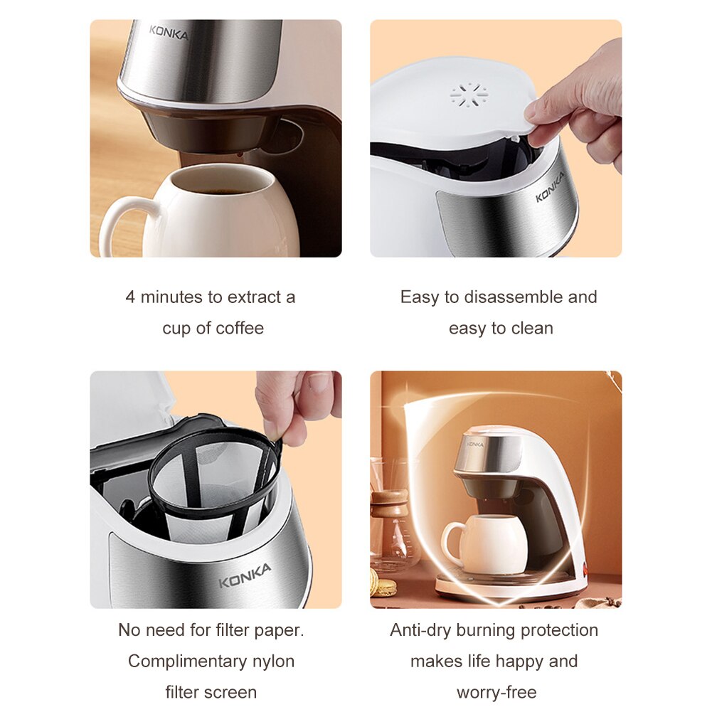 Home Office Special American Coffee Machine Automatic Dripping Coffee Maker Brew Tea Coffee Powder Free Ceramic Coffee Machine