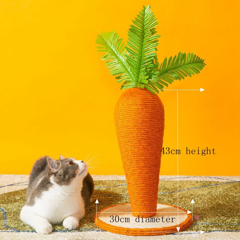 Cute Carrot Cat Scratching Post Pet Cat Tree Toy Durable Cat Scratcher Pole with Sisal Rope Cat Grinding Claw Post Pet Supplies: L
