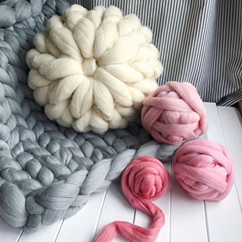 1000g/ kugle super tyk naturlig uld chunky garn filt uld roving garn til spinding hånd strikning spin garn gør-det-selv tæppe levering