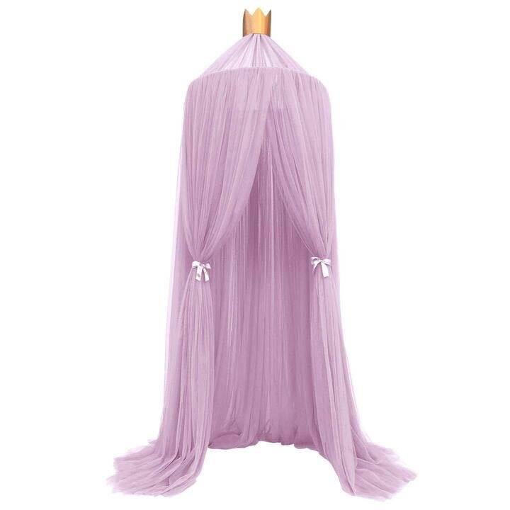 Kids Play Tents House Princess Pink Canopy Bed Curtain Baby Crib Netting Round Hung Dome Mosquito Net Tent Teepee for Children: light purple