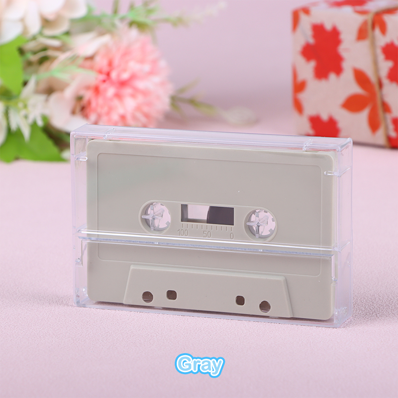 1Set Standard Cassette Color Blank Tape Player With 45 Minutes Magnetic Audio Tape Clear Storage Box For Speech Music Recording: GRAY
