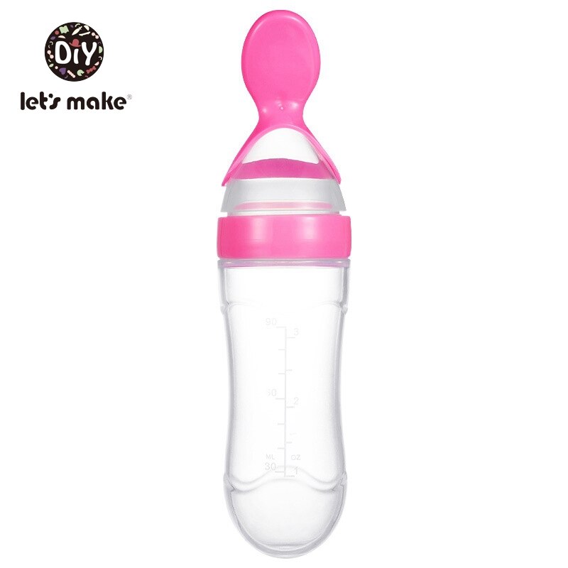 Lad & #39 ;s lave babytræning risske baby klem sutteflaske bordservice værktøj 90ml sikker fødevarekvalitet silikone børnestel: Lyserød