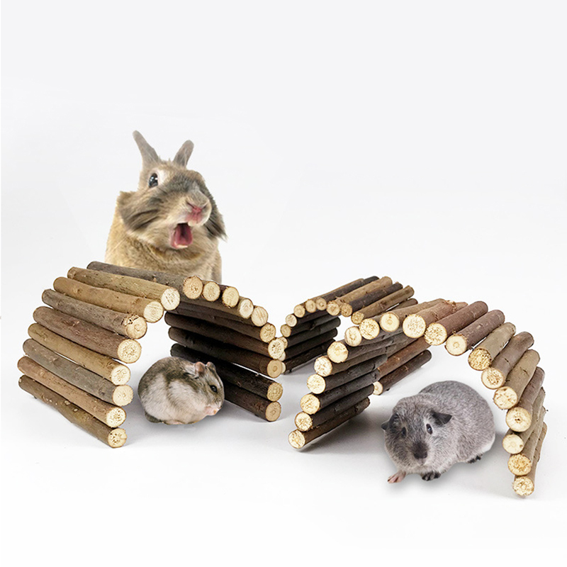 Accesorios para ratas y mascotas, puente de madera, Juguetes para conejos, suministros para la dentición, Escalera de clítoris para animales pequeños, Juguetes para masticar, Conejos