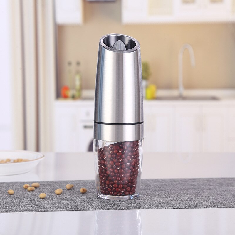 Automatic Salt Pepper Grinder Electric Spice Mill Grinder Seasoning Adjustable Coarseness Kitchen Tools Grinding For Cooking BBQ: Silver