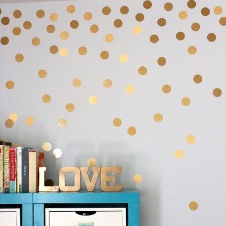 Gold Polka Dots Wall Decals (1.97inch - 50Decals) Removable Peel And Stick Metallic Vinyl deco Stickers