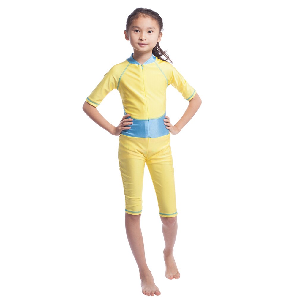 Burkini-traje de baño musulmán para niña, bañador de una pieza con cremallera frontal, Borkini islámico, modesto, bañador niña burkini mujer burkini mujer musulmana trajes de baño mujer bañadores mujer: yellow / M