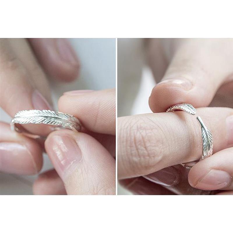 2 Stuks Blad Veer Ring Opening Vinger Ring Voor Vrouwen Meisje Liefhebbers Paar Eenvoudige Persoonlijkheid Mode-sieraden