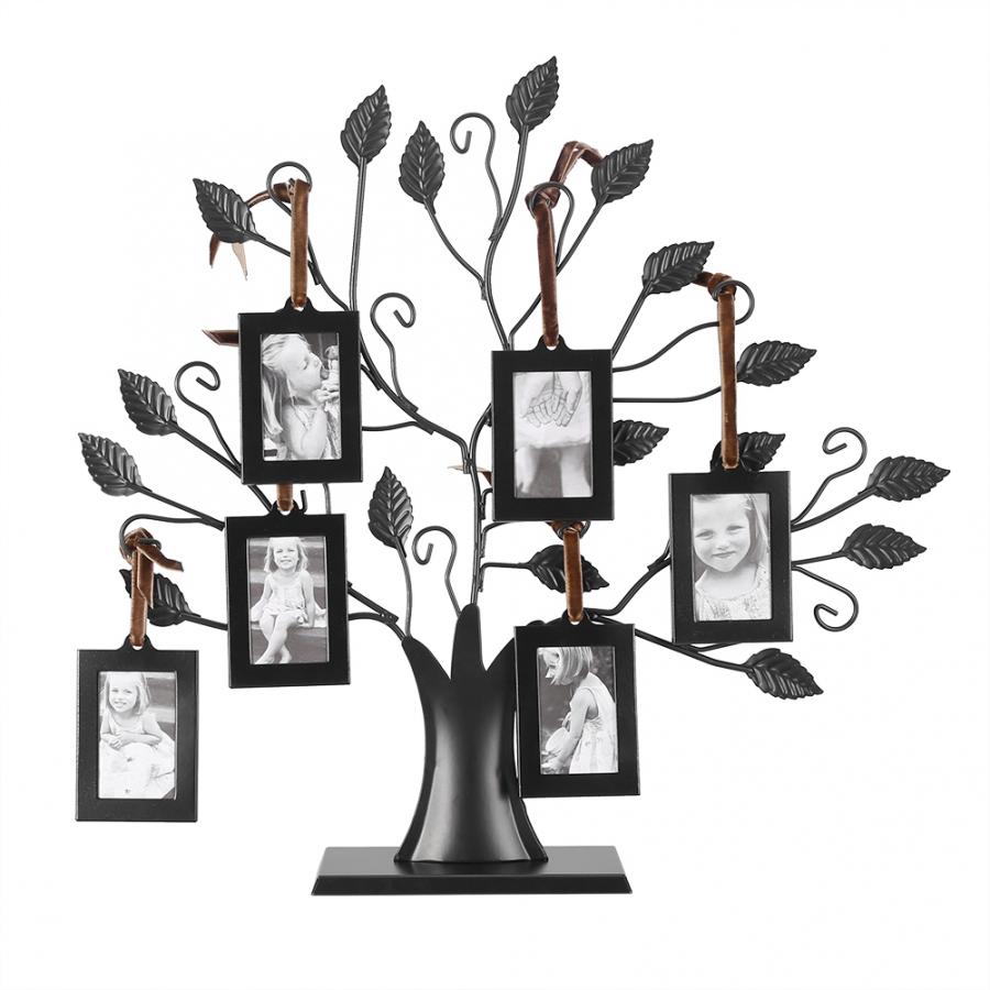 6 stk fotoramme familietræ fotoramme familie fotos ramme visningstræ med hængende billedrammer boligindretning: Default Title