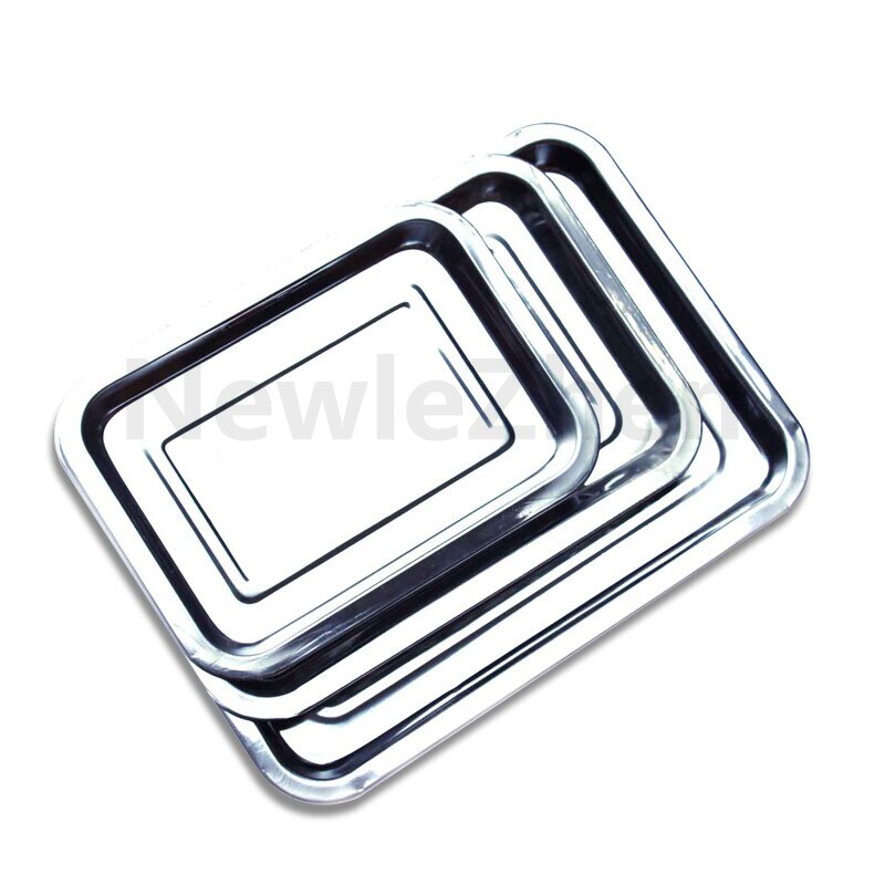 Newlezhen Stainless Steel Tray Small Teaching Lab Supplies Reagent Bottle Stainless Steel Tray / 10pcs