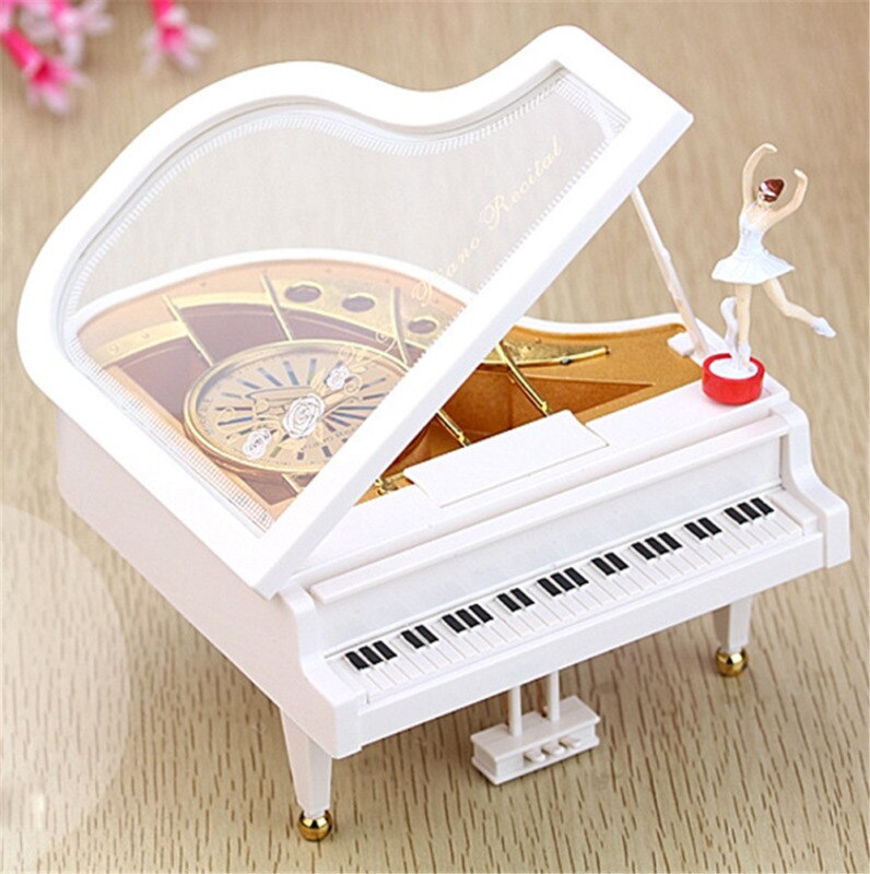 Caja de música con forma de Piano clásico para decoración del hogar, cajas musicales de manivela con forma de bailarina, románticas, de cumpleaños y boda