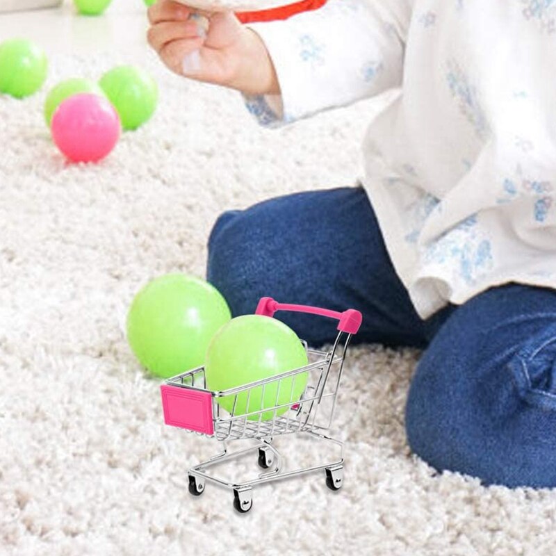 Mini Supermarkt Handcart,4Pcs Mini Winkelwagentje, Supermarkt Handkar Speelgoed Model, Speelgoed Cosmetische Opslag, diversen Opslag
