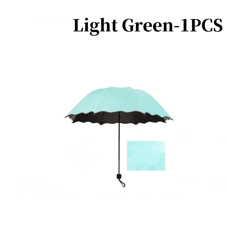 Paraguas para incubar agua, marco de sombrilla de mano, paraguas de viaje para lluvia, protección UV de 3 pliegues, paraguas que cambia de Color: Verde