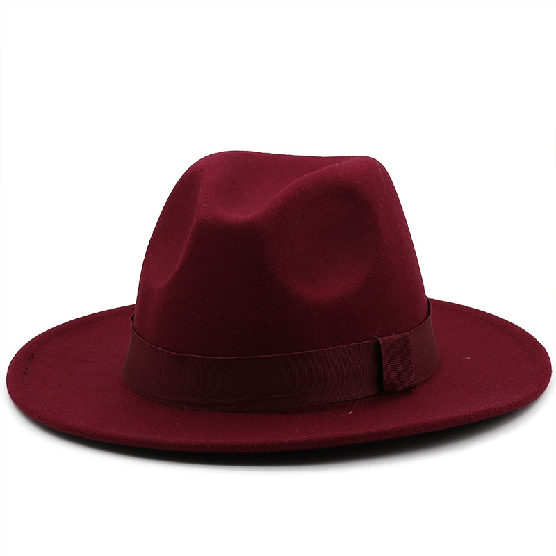 7CM Wide Brim Women Felt Fedora Hats With Bee Ribbon Autumn Winter Wedding Party Trilby Hat Men Gentleman Jazz Hats 54-58CM