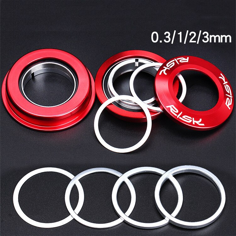 6pc Bicycle Headset Washer Aluminium Alloy Bike Fork Adjusting Washer Dust Cover 0.3mm 1mm 2mm 3mm Spacer Accessories Bike Parts