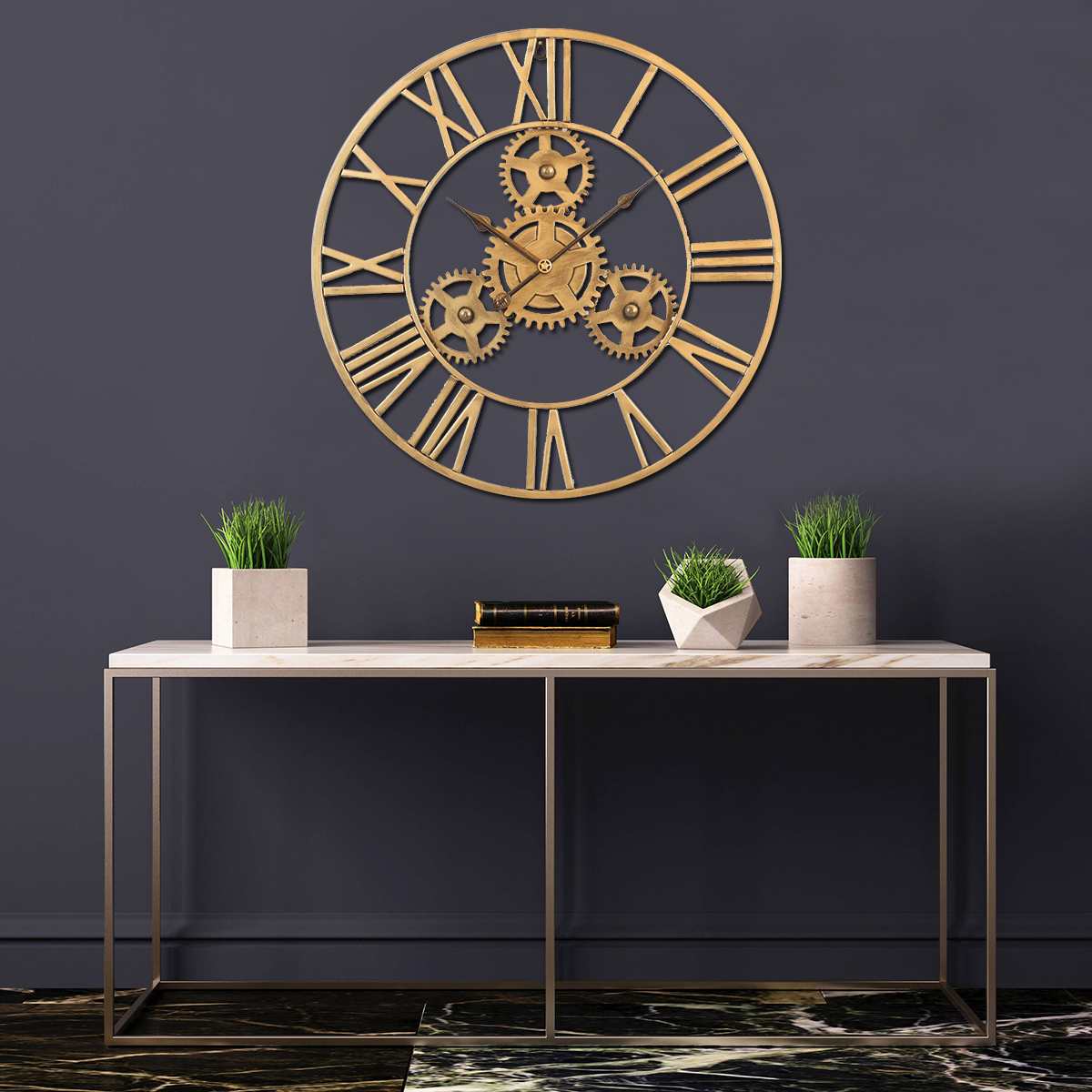 Dia60cm Industrial Gear Wall Clock Decorative Retro MDL Wall Clock Industrial Age Style Room Decoration Wall Art Decor