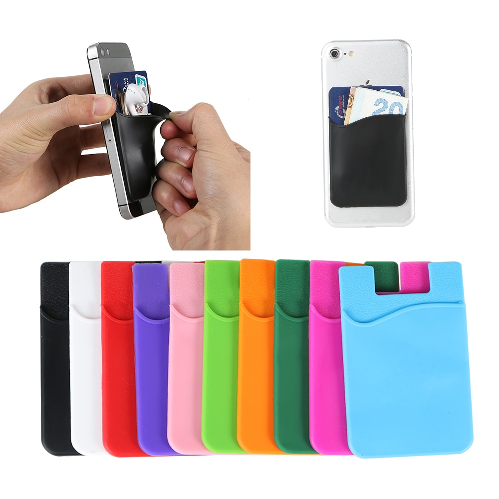 Elástico elástico Lycra adhesivo teléfono celular ID tarjeta de crédito titular mujeres hombres pegatina bolsillo cartera caso tarjeta titular se adapta a la mayoría del teléfono