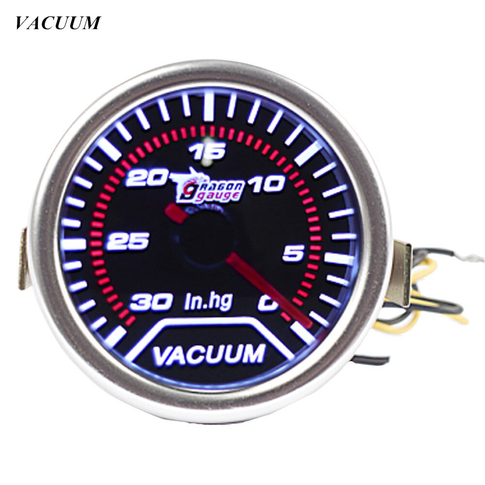 EE support Universal Car Accessories Automobile Clock White Shell Pointer 2&quot; 52mm Smoke Len LED Vacuum Gauge Meter In.Hg