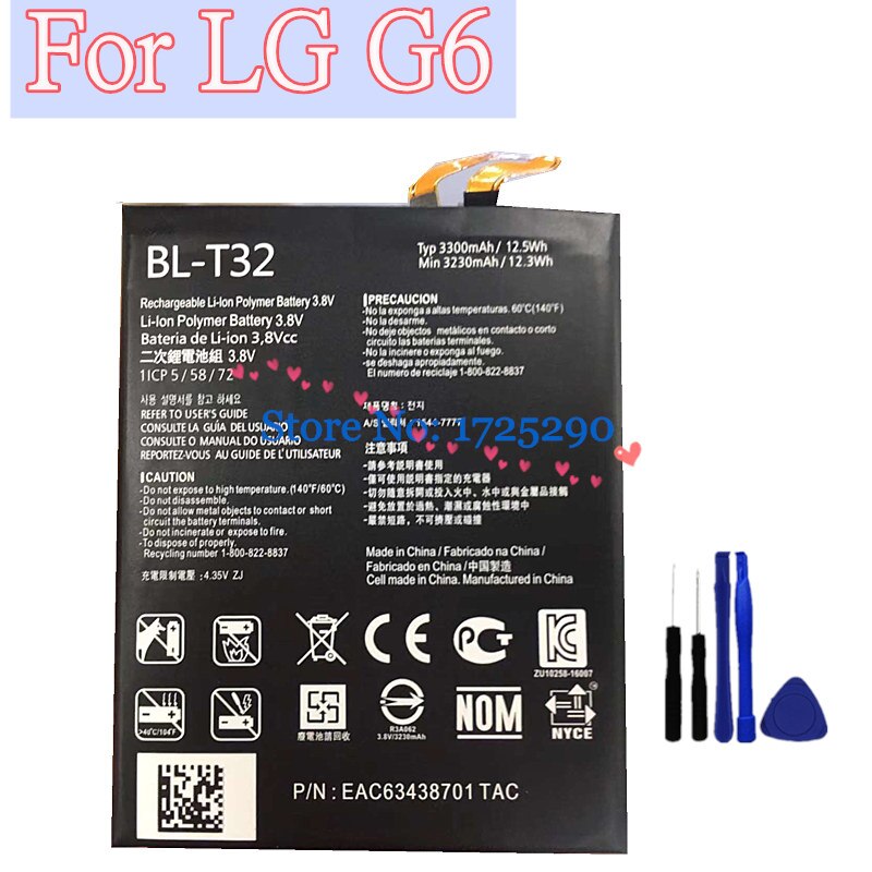 Original de 3300mAh BL-T32 batería para LG G6 G600L G600S G600K G600V H871 H872 H873 LS993 US997 VS988