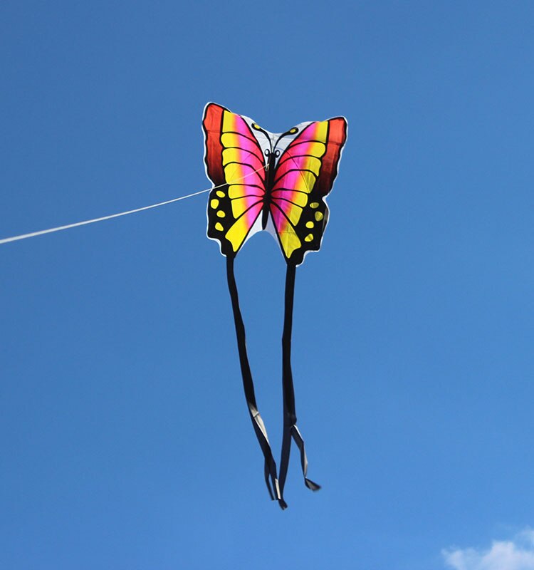 pink blue lovely butterfly kite for kids children audlts with long tails outdoor animal single line cartoon kites