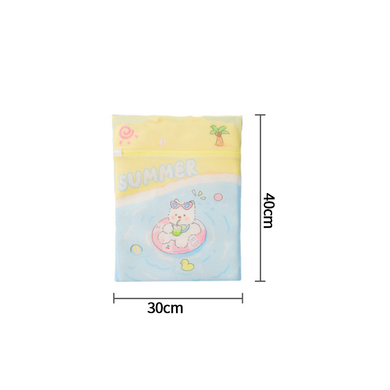 Cartoon Kat Waszak Waszakken met Rits Ondergoed Kleding Mesh Zakken Voor Thuis Wasmachines Leuke Waszak: Goud