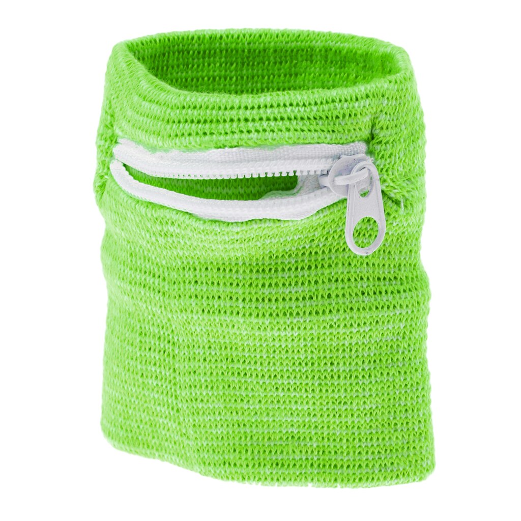 Wrist Band Safe Wallet Storage Zipper Pocket for Basketball Running Badminton Table Tennis Sports: Green