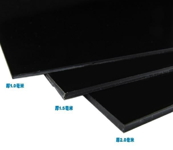 1 stk abs styrenplastplade sort glat tykkelse 1 1.5 2mm