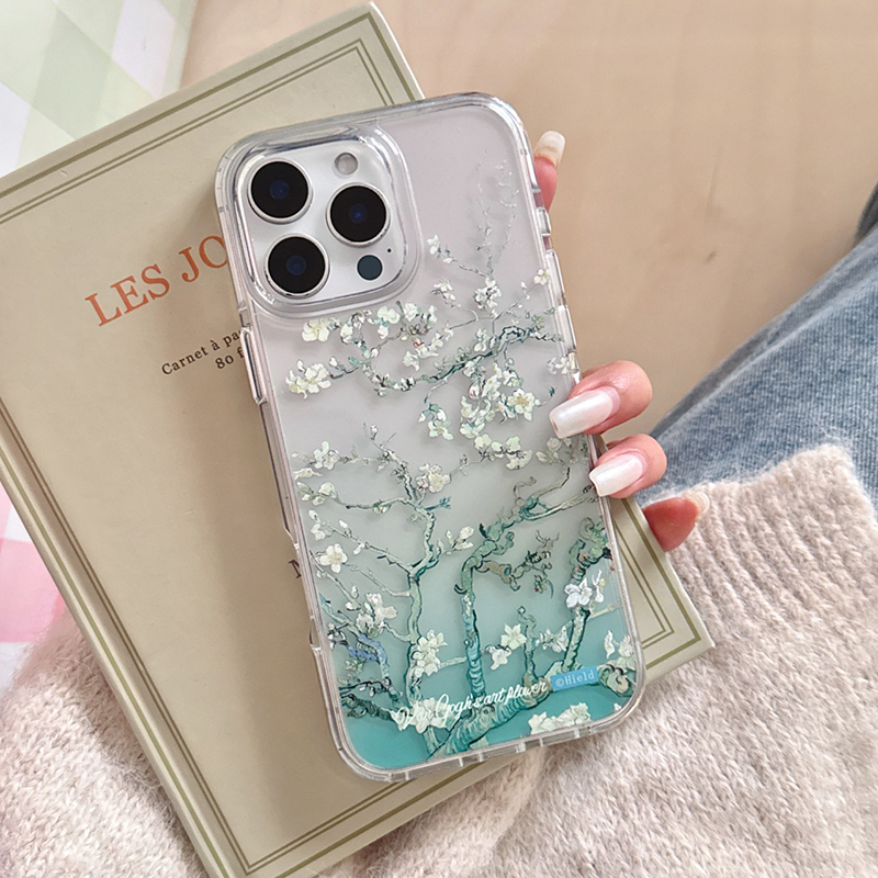 Funda de teléfono de flor de albaricoque a la para iPhone 16 15 Pro 11 13 14 Pro Max, Fundas de silicona a prueba de golpes con flores bonitas, Funda para mujer