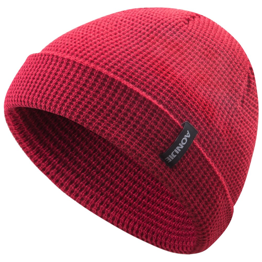 AONIJIE Winter Thermal Sports Slouchy Cuffed Knit Beanie Hat Skull Cap For Running Marathon Travelling Cycling Men Women: M27S Crimson