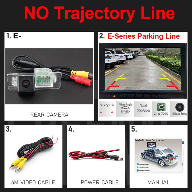4089T trayectoria dinámica vista trasera de coche cámara de copia de seguridad para BMW E38 E39 E46 E60 E61 E65 E66 E90 E91 E92 X3 X4 X5 X6: No Trajectory Line