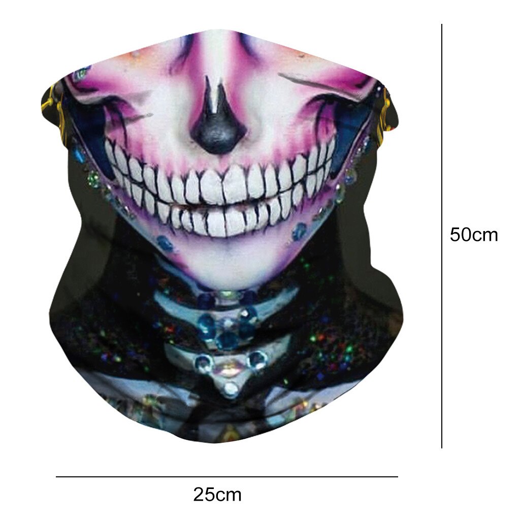 Unisex Skull Bandana Face Halloween Scarves Seamless Digital Print Neck Gaiter Tube Mask Unisex UV Sun Smooth Breathable scraf