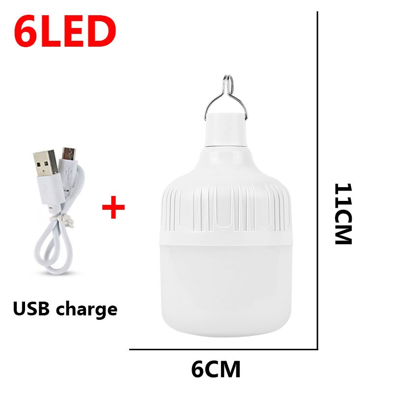 Outdoor Camping Led Light Charging Night Market Stall Lamp Wiring Free Rechargeable Wall Lamp 20/40/60W Portable Tube For Home: 6 Leds No Solar