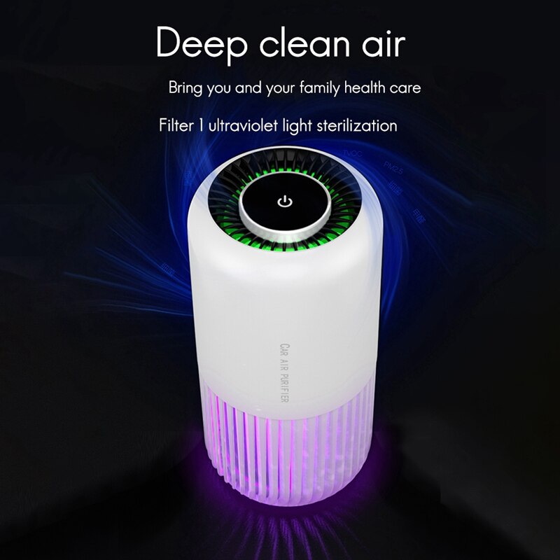 Air Purifiers for Home Car Allergies Pets Hair Smoke Dust Airborne Contaminants Silent ,for Bedroom Office Car