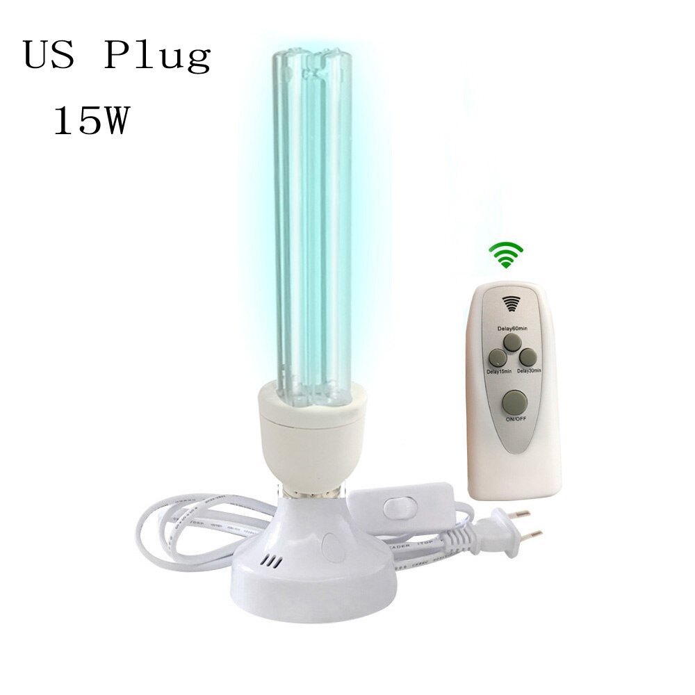 15w 25w UVC Sterilization Germicidal Bulb 110v 220v E27 E26 UV Lamp Clean Quartz Light With Timer remoter for 20m² 30m² Room: 15W US Plug / 110V