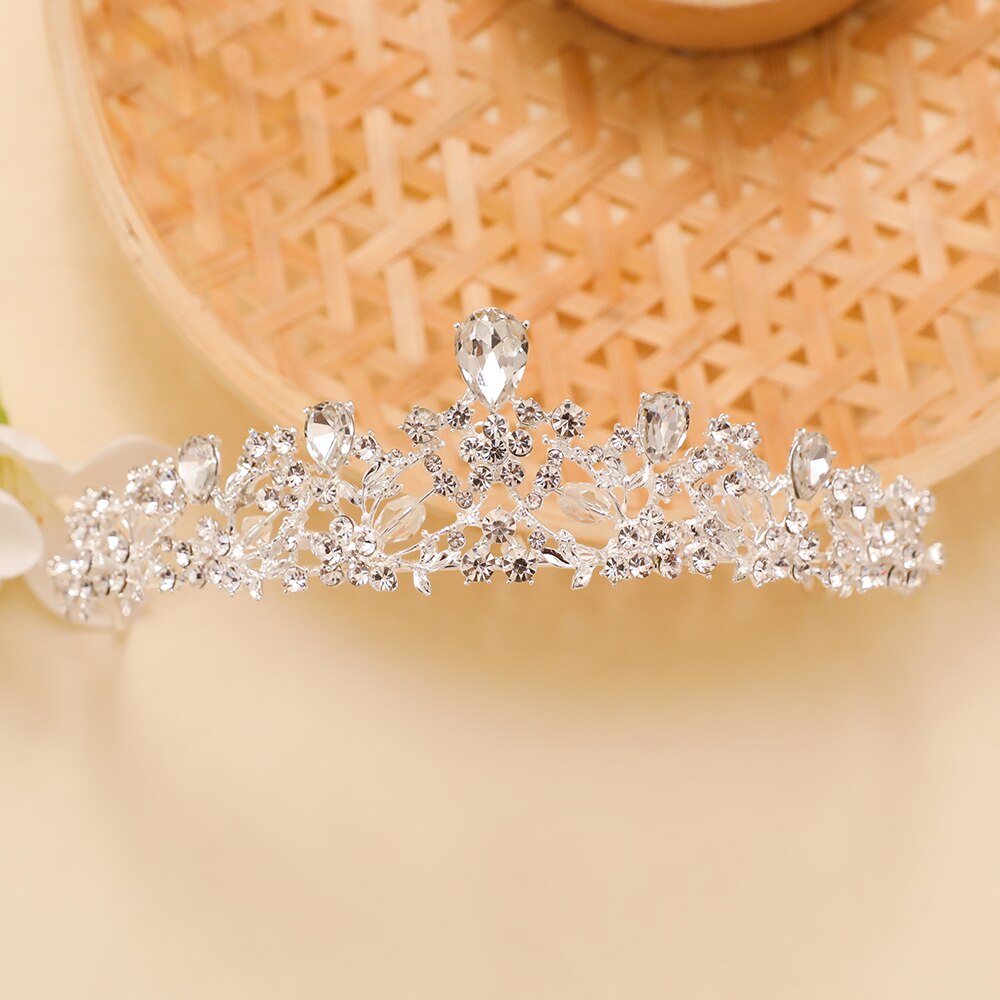Koreanisch Strass Schmuck setzt Prinzessin Hochzeit Braut Halskette Anhänger Frauen Party Tiara Krone mit Baumeln Ohrringe Neue