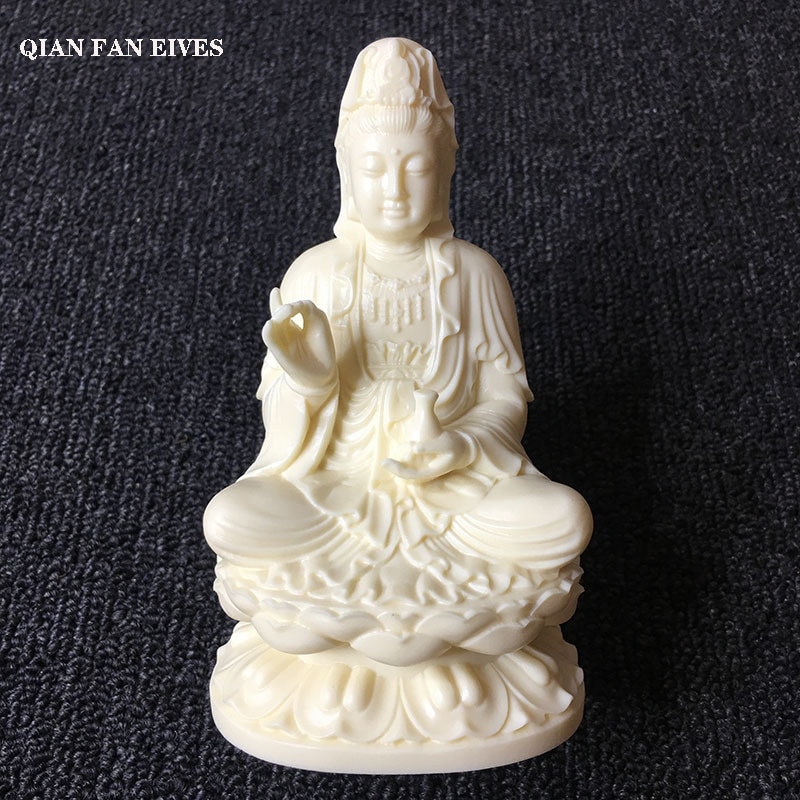 Valkoinen lootus guanyin patsas, modernin taiteen veistos, vedenpuhdistuspullo guanyin bodhisattva, korkealuokkainen kodin sisustuspatsas
