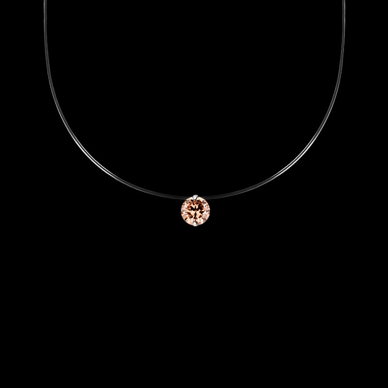 SHUANGR-collar de hilo de pescar transparente para mujer, Gargantilla con diamantes de imitación, 9 colores: 6mm brown