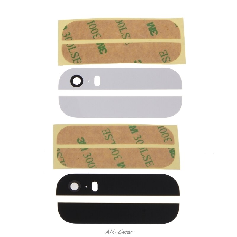 1 Juego de cristal trasero para iPhone 5 5S SE, carcasa trasera, piezas de repuesto para parte superior de cristal con lente de Flash de cámara, círculo + pegatina 3M