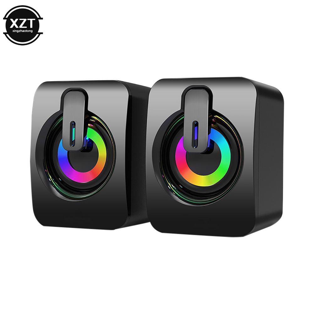 2 st. ljud-pc-datorhögtalare ljudlåda för pc hifi stereomikrofon usb-kabel med led-lampa för stationär dator