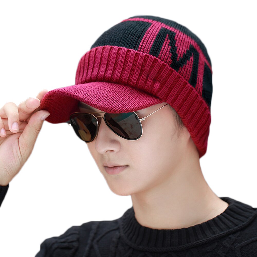 Classic Men Cycling Bike Wear Hats Breathable Bicycle Caps Free Size Outdoor Sports Ski Warm Simple Visor Knitted Casual Hats: Type 1 Color 1