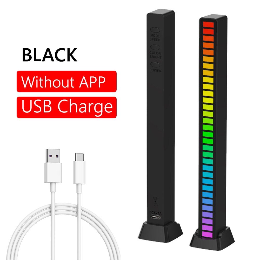 RGB Sound Control LED Strip Light Voice-Activated Pickup Rhythm Music Atmosphere Lamp App Control 32 LED Colorful Ambient Light: C