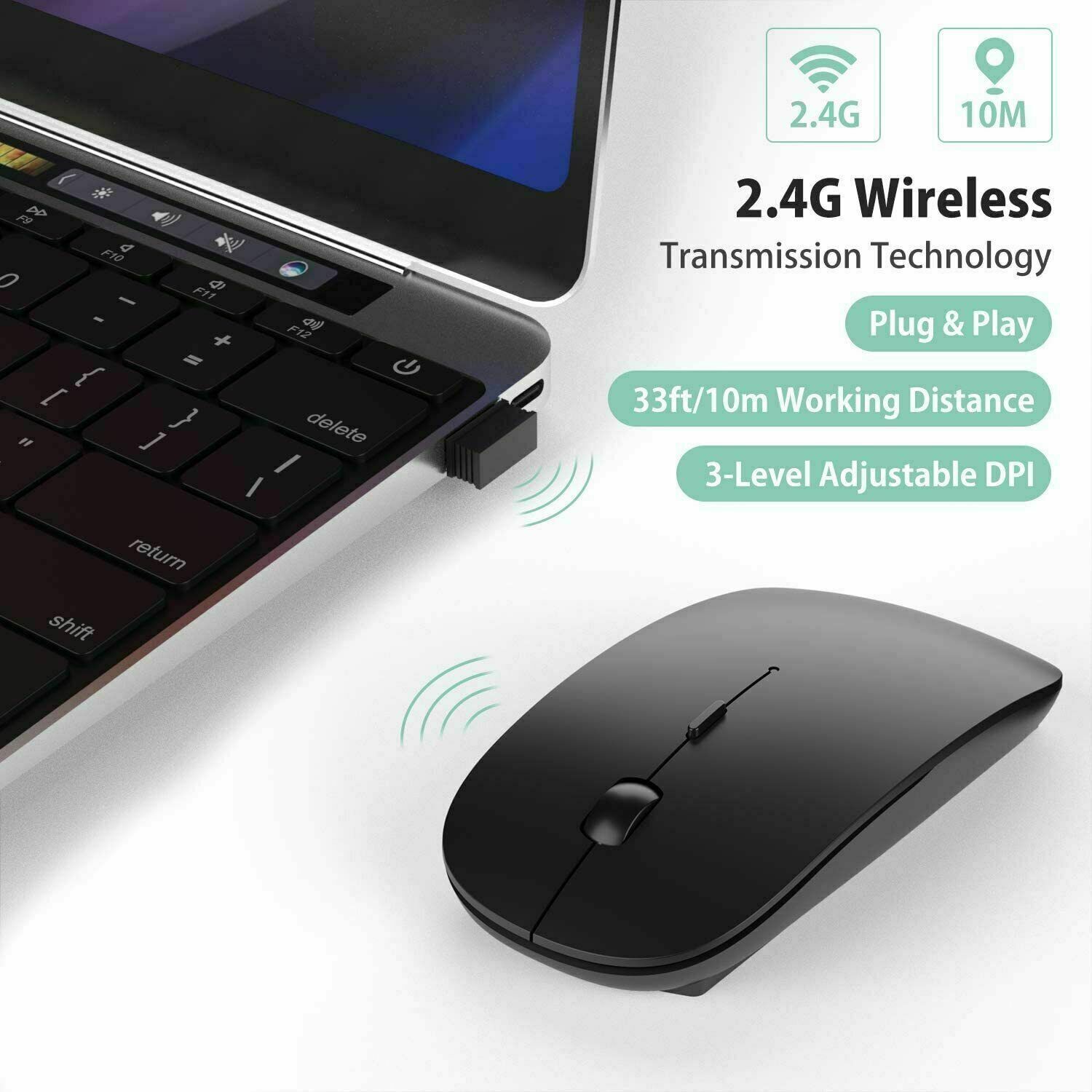 Slim Wireless Mouse 2.4GHz Optical Mice 1600DPI Gamer Office Quiet Mouse Ergonomic Mice With USB Receiver For PC Laptop