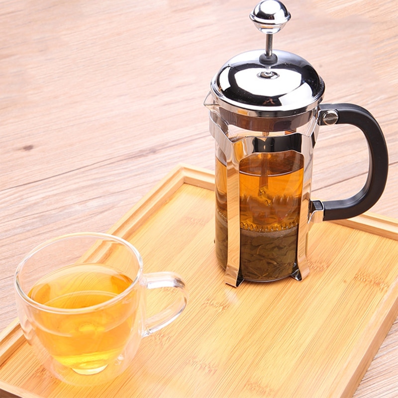 French Press Coffee/ Tea Brewer Coffee Pot Coffee Maker Kettle 1000ML Stainless Steel Gl for Coffee Drinkware